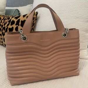 REBECCA MINKOFF MAB Quilted Blush Pink Satchel Shoulder Bag Purse Silver Chain